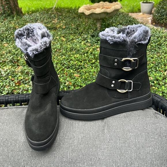Nwot ▶️ J/SLIDES ◀️ NELLY Black Waterproof Suede - Picture 2 of 13